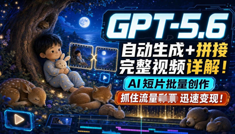 GPT-5.6自动生成＋拼接完整视频详解，AI短片批量创作，抓住流量迅速变现！-大川资源分享站