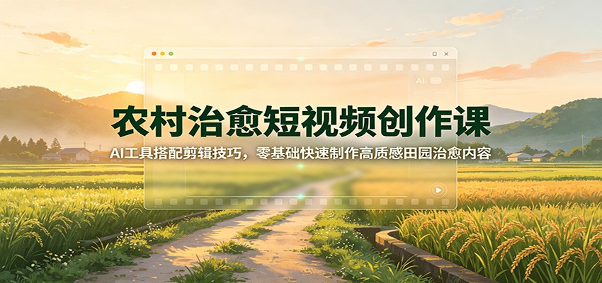 农村治愈短视频创作课：AI工具搭配剪辑技巧，零基础快速制作高质感田园治愈内容-大川资源分享站