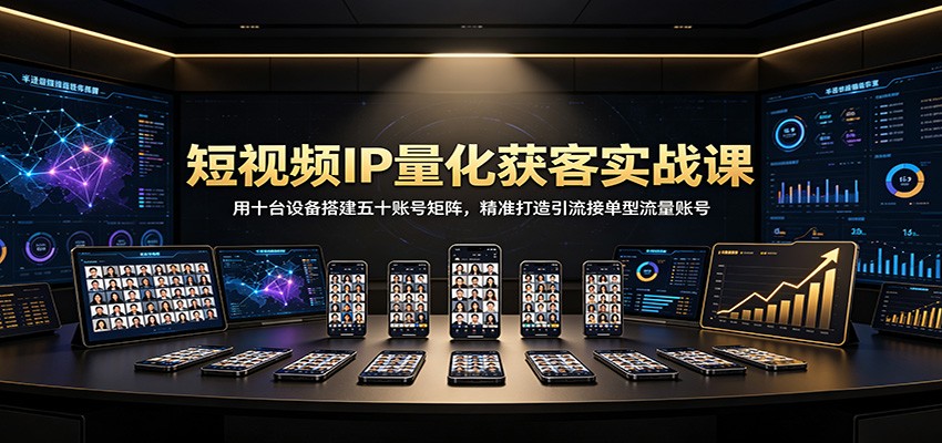 短视频IP量化获客实战课：用十台设备搭建五十账号矩阵，精准打造引流接单型流量账号-大川资源分享站