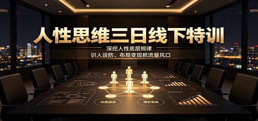 人性思维三日线下特训：深挖人性底层规律，识人设防、布局变现抓流量风口-大川资源分享站