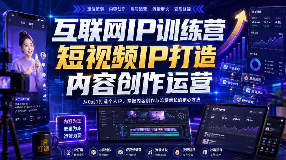 互联网IP训练营，短视频IP打造，内容创作运营-大川资源分享站