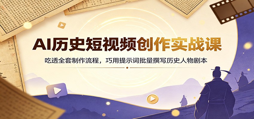 AI历史短视频创作实战课：吃透全套制作流程，巧用提示词批量撰写历史人物剧本-大川资源分享站