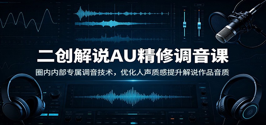 二创解说AU精修调音课：圈内内部专属调音技术，优化人声质感提升解说作品音质-大川资源分享站