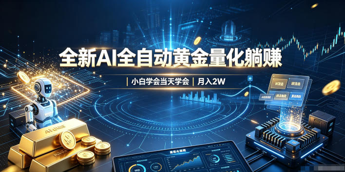 全新AI全自动黄金量化躺賺：小白学会当天学会，月入2W！【揭秘】-大川资源分享站