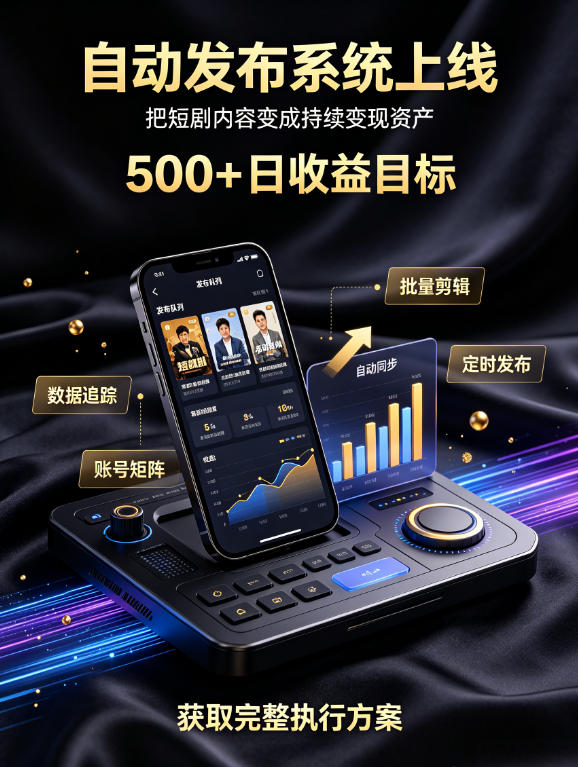 还在找靠谱线上副业？快手短剧项目，全程自动发布内容，不用熬夜做视频，轻松日入500+【揭秘】-大川资源分享站
