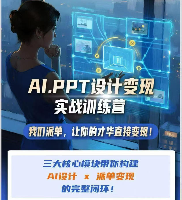 AI+PPT设计变现实战训练营，我们派单，让你的才华直接变现，三大核心模块带你构建Al设计x派单变现的完整闭环-大川资源分享站