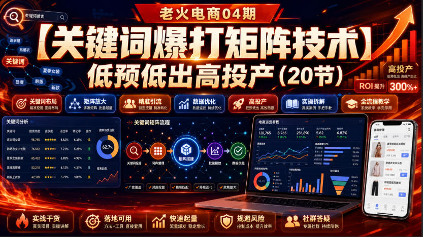 老火电商04期：【关键词爆打矩阵技术】低预低出高投产(20节)-大川资源分享站