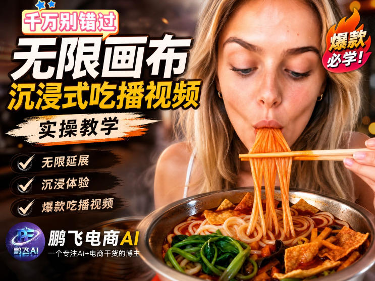 保姆级教程｜用AI无线画布做沉浸式吃播，3步直接出片，无线画布工作流，操作简单好上手-大川资源分享站