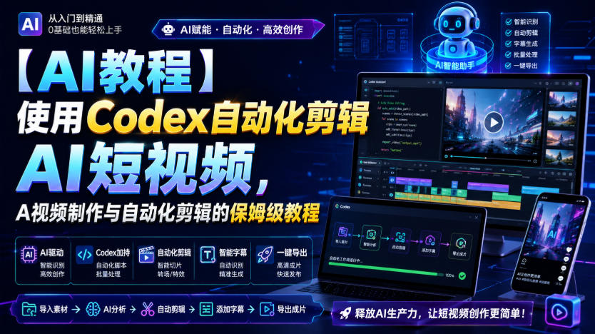 【AI教程】使用Codex自动化剪辑AI短视频，AI视频制作与自动化剪辑的保姆级教程-大川资源分享站