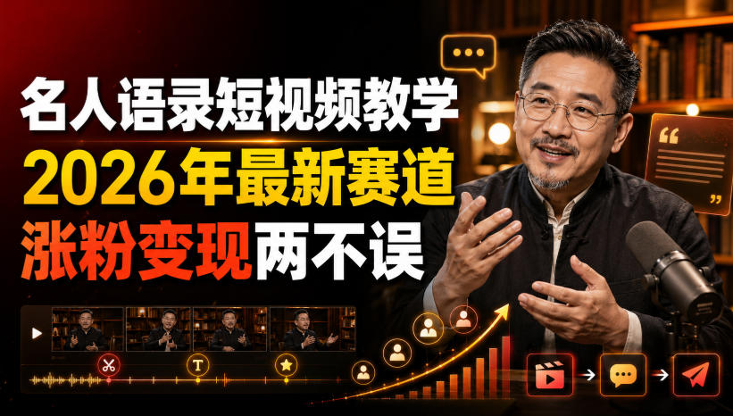 名人语录短视频教学，2026年最新赛道，涨粉变现两不误-大川资源分享站
