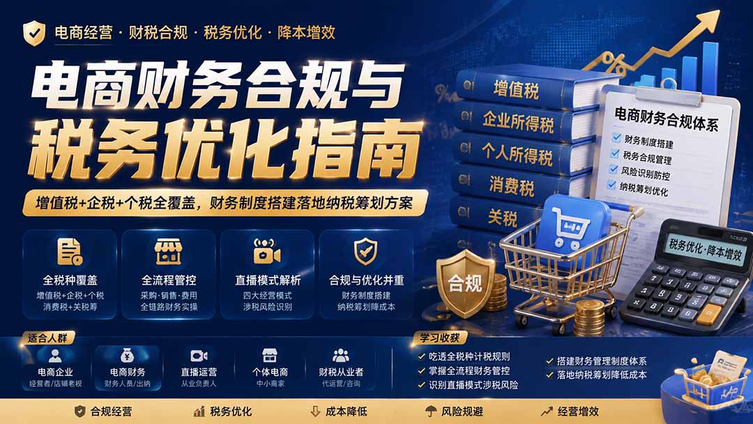 电商财务合规与税务优化指南：增值税+企税+个税全覆盖，财务制度搭建落地纳税筹划方案-大川资源分享站