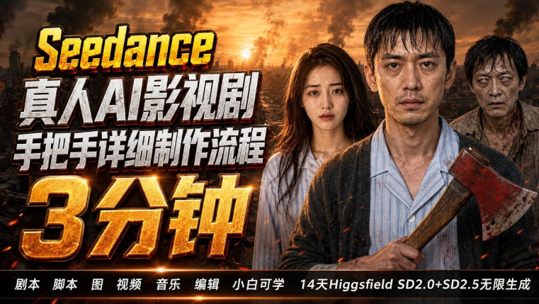 3分钟真人AI影视剧怎么做？SD 2.0手把手完整制作流程｜Higgsfield 14天SD 2.0/2.5无限生成-大川资源分享站