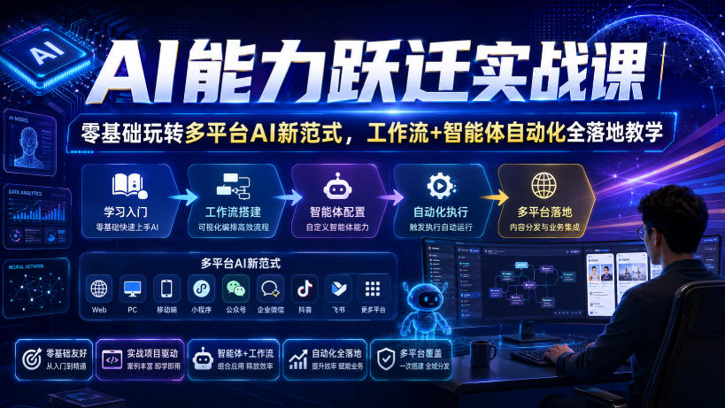 AI能力跃迁实战课｜零基础玩转多平台AI新范式，工作流+智能体自动化全落地教学-大川资源分享站