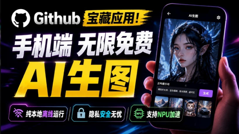 Github宝藏应用！手机端无限免费AI生图，纯本地离线运行，支持NPU加速斩获3.1k stars，local-dream-大川资源分享站