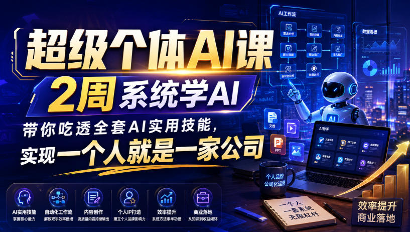 超级个体AI课，2周系统学AI，带你吃透全套AI实用技能，实现一个人就是一家公司-大川资源分享站