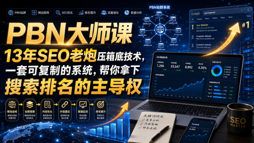 PBN大师课13年SEO老炮压箱底技术，一套可复制的系统，帮你拿下搜索排名的主导权【原创双语字幕】-大川资源分享站