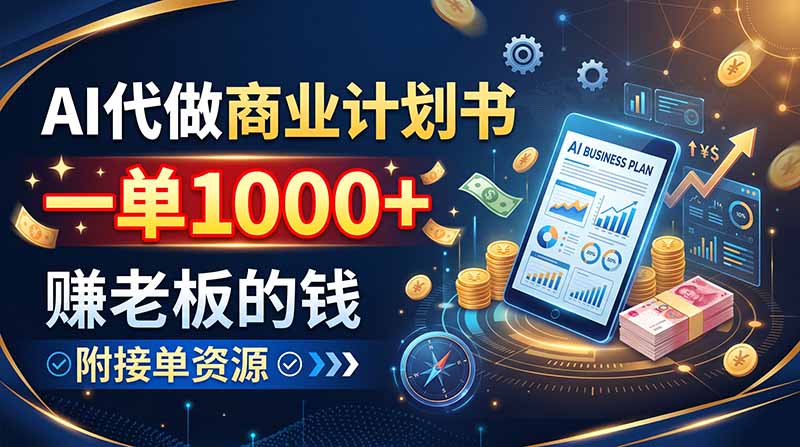 AI代做商业计划书，一单1000+，赚老板的钱，附接单资源-大川资源分享站