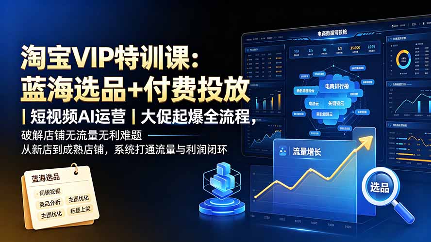淘宝VIP特训课-更新：蓝海选品+付费投放｜短视频AI运营｜大促起爆全流程，破解店铺无流量无利润难题-大川资源分享站