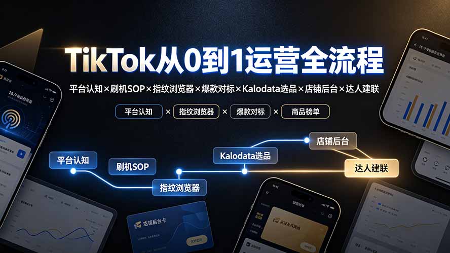 图片[1]-TikTok从0到1运营全流程-更新：平台认知×刷机SOP×指纹浏览器×爆款对标×Kalodata选品×店铺后台×达人建联-大川资源分享站