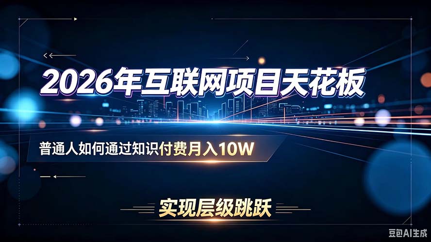 2026年互联网项目天花板：普通人如何通过知识付费月入10W，实现层级跳跃-大川资源分享站