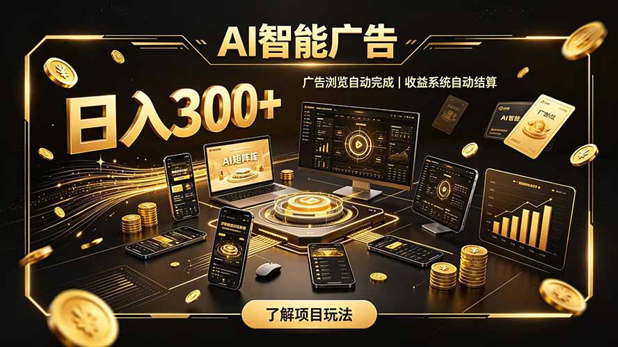 自研 AI 系统｜轻资产起步｜长期稳定收益｜宝妈 上班族轻轻松松日入300+-大川资源分享站