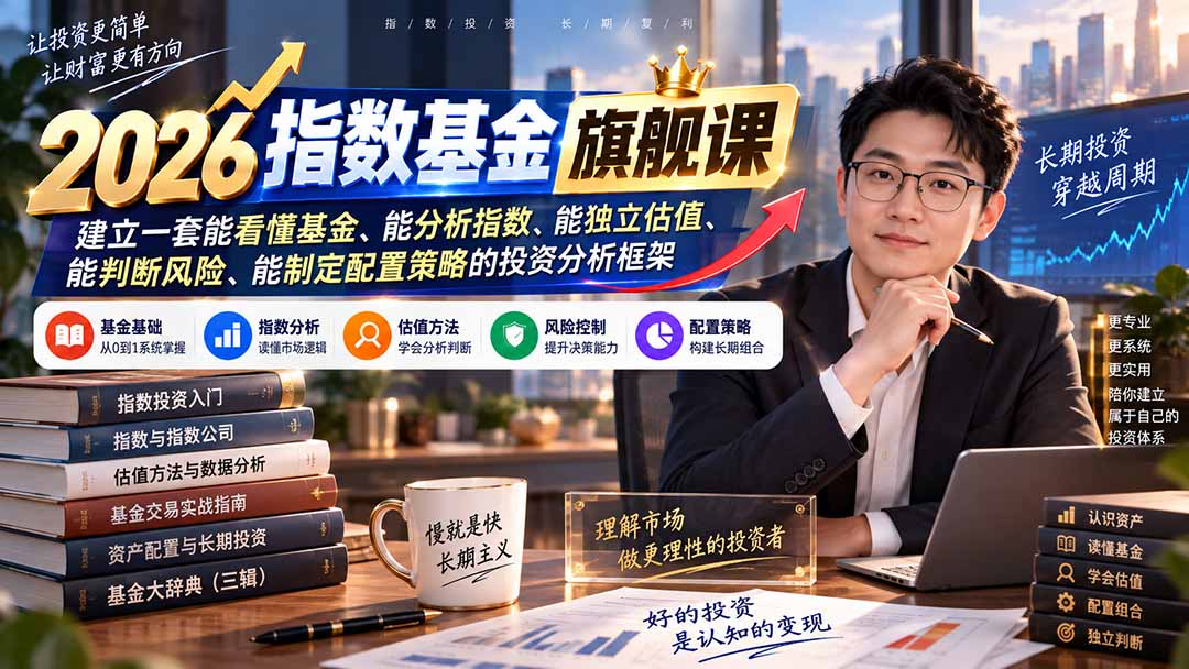 2026指数基金旗舰课｜建立一套能看懂基金、能分析指数、能独立估值、能判断风险、能制定配置策略的投资分析框架-大川资源分享站