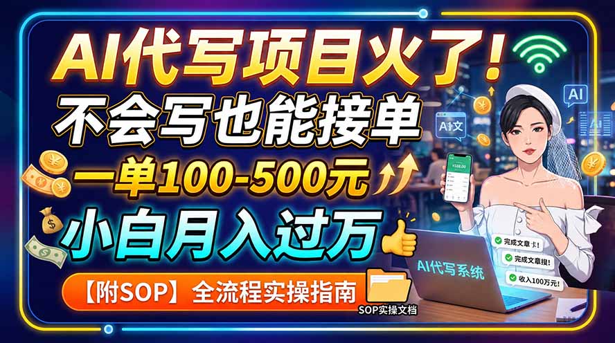AI代写项目火了！不会写也能接单，一单100-500元，小白月入过万【附SOP】-大川资源分享站