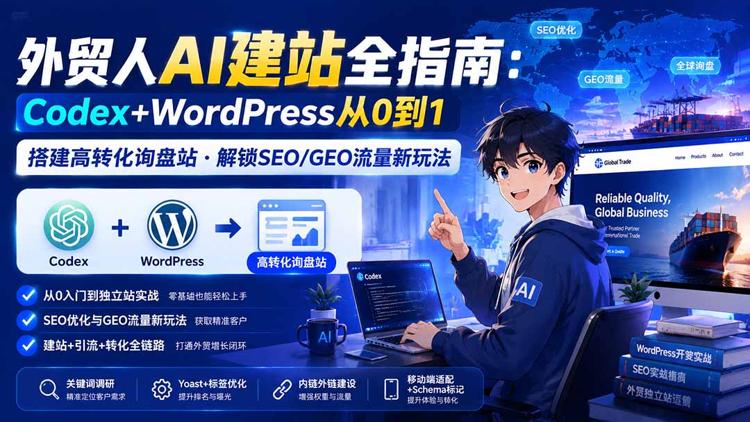 外贸人AI建站全指南：Codex+WordPress从0到1·搭建高转化询盘站·解锁SEO/GEO流量新玩法-更新-大川资源分享站