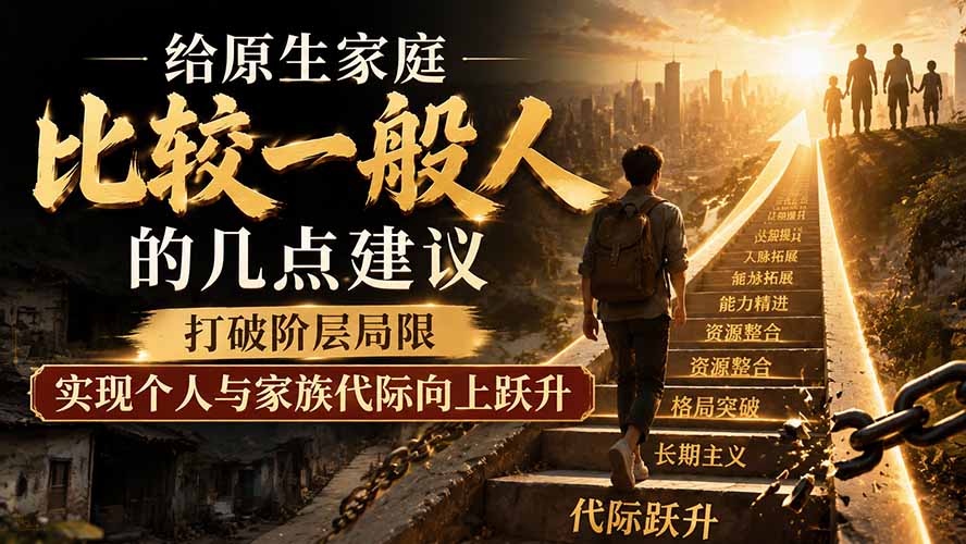 付费文章：给原生家庭比较一般人的几点建议，打破阶层局限，实现个人与家族代际向上跃升-大川资源分享站