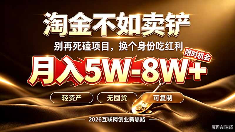 别再傻乎乎埋头跑项目！互联网真正赚钱逻辑：做卖铲人，拒绝当韭菜，逆风翻盘月入5-8W+-大川资源分享站
