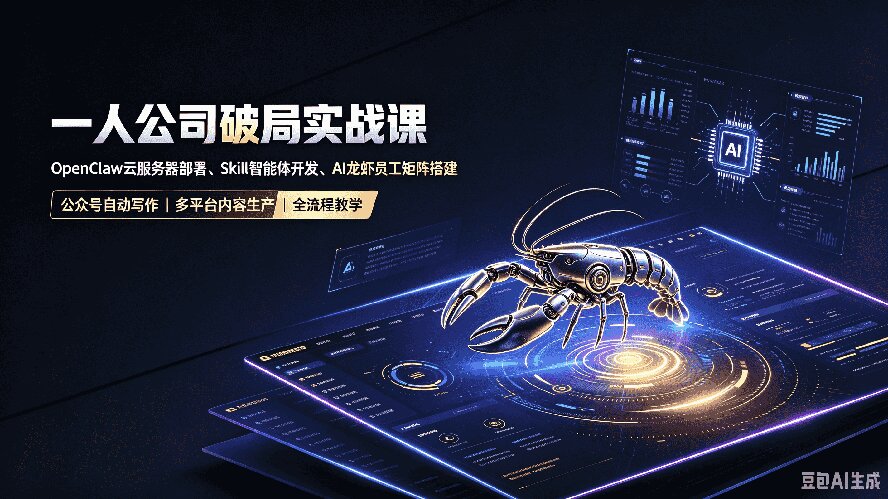 一人公司破局实战课｜OpenClaw云服务器部署、Skill智能体开发、AI龙虾员工矩阵搭建，公众号自动写作与多平台内容…-大川资源分享站