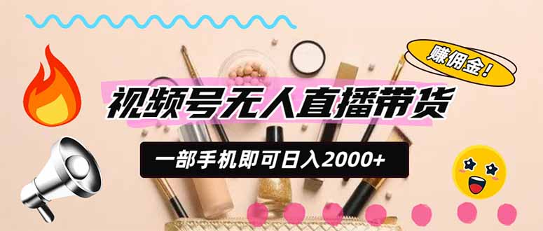 视频号带货，一天2000+，一部手机即可开展的完美副业，无需投资-大川资源分享站