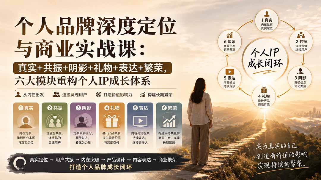 个人品牌深度定位与商业实战课：真实+共振+阴影+礼物+表达+繁荣，六大模块重构个人IP成长体系-大川资源分享站