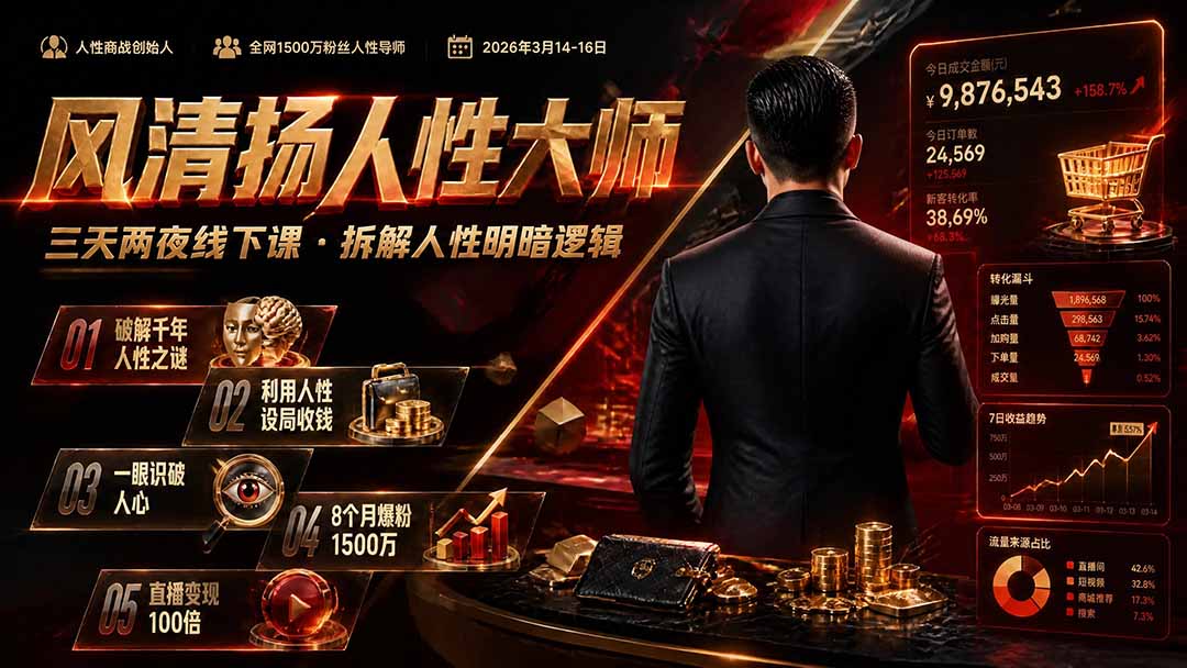 图片[1]-风清扬人性大师-三天两夜3月14-16线下课2026年｜拆解人性明暗逻辑，识人避坑，千万粉涨粉+直播百倍变现实战教学-大川资源分享站