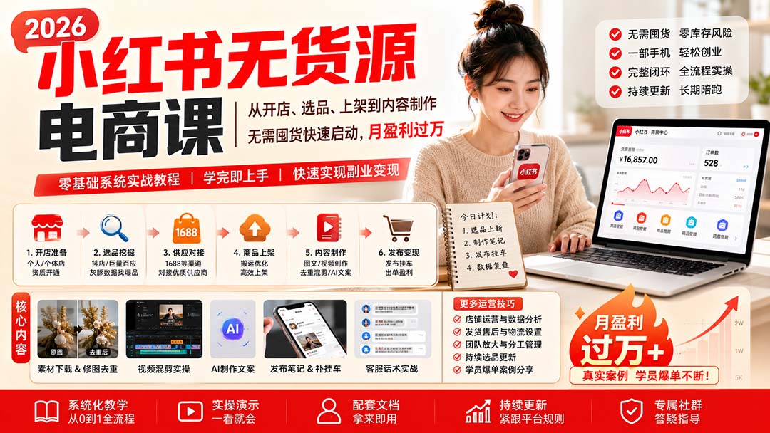 图片[1]-小红书无货源电商课(8月30更新-大川资源分享站