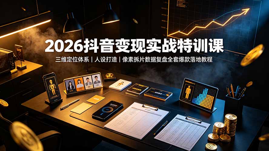 2026抖音变现实战特训课：三维定位体系｜人设打造｜像素拆片数据复盘全套爆款落地教程-大川资源分享站