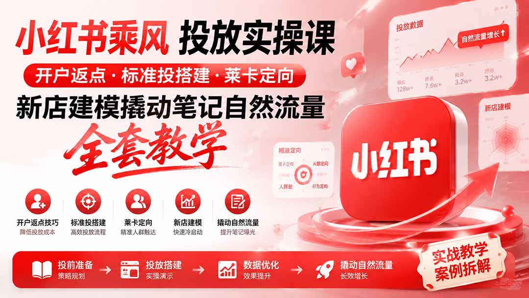 图片[2]-小红书乘风投放-100分钟实操课｜开户返点·标准投搭建·莱卡定向，新店建模撬动笔记自然流量全套教学-大川资源分享站