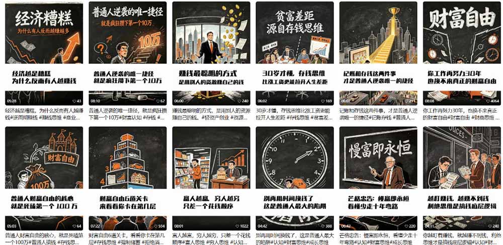 图片[2]-AI书单财富书籍图文解读：手绘黑白风格×一键直出×几十条视频跑1000单×全流程拆解×新手可上手-大川资源分享站