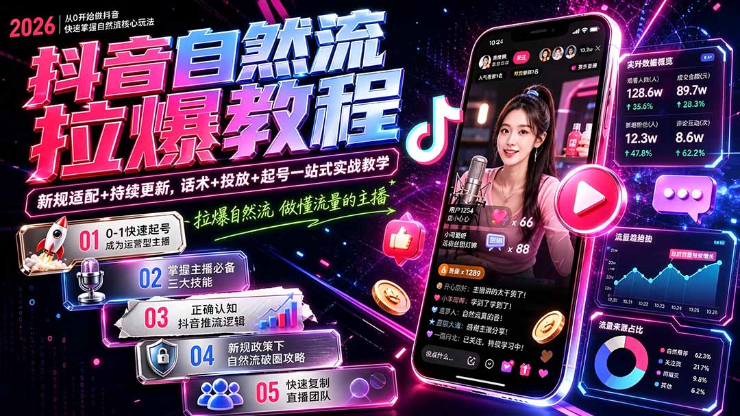 图片[2]-抖音自然流拉爆教程-更新7月：做懂流量的主播，新规适配+持续更新，话术+投放+起号一站式实战教学-大川资源分享站