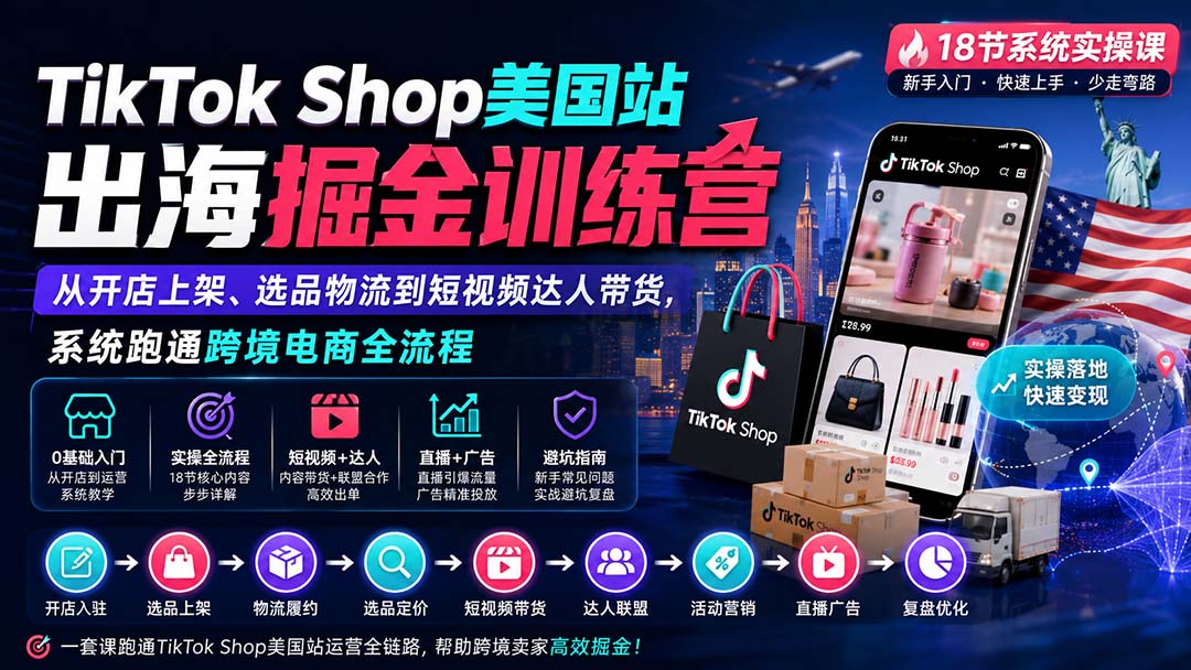 图片[2]-TikTok Shop美国站出海掘金训练营：从开店上架、选品物流到短视频达人带货，系统跑通跨境电商全流程-大川资源分享站