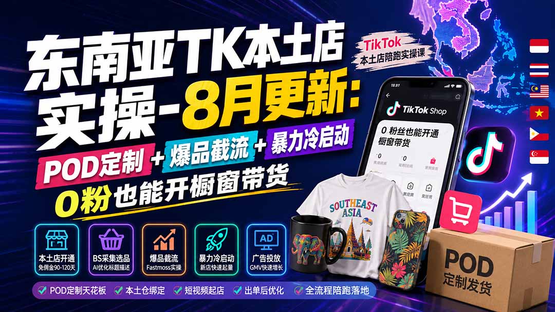 图片[2]-东南亚TK本土店实操-8月更新：POD定制+爆品截流+暴力冷启动，0粉也能开橱窗带货-大川资源分享站