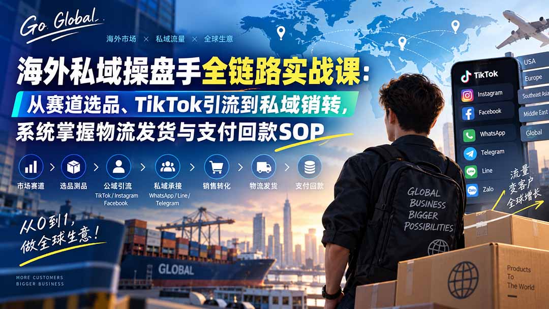 图片[2]-海外私域操盘手全链路实战课：从赛道选品、TikTok引流到私域销转，系统掌握物流发货与支付回款SOP-大川资源分享站