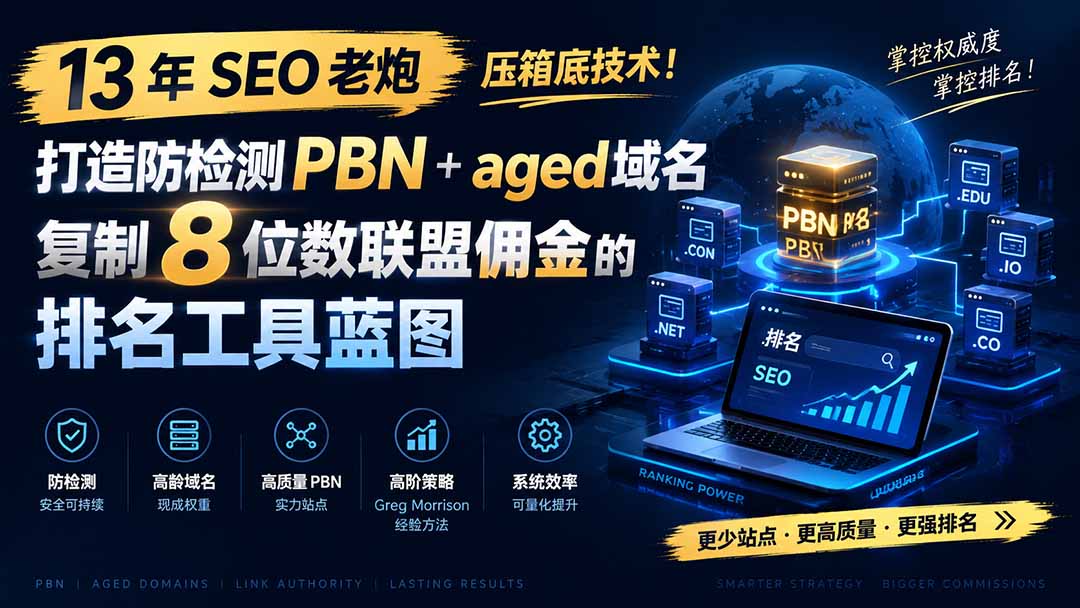 图片[2]-13 年 SEO 老炮压箱底技术！打造防检测 PBN+aged 域名，复制 8 位数联盟佣金的排名工具蓝图【原创双语字幕】-大川资源分享站