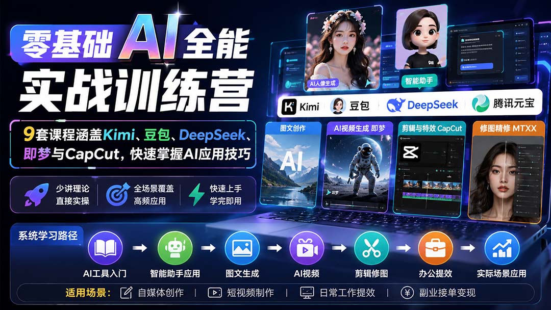 图片[2]-零基础AI全能实战训练营：9套课程涵盖Kimi、豆包、DeepSeek、即梦与CapCut，快速掌握AI应用技巧-大川资源分享站
