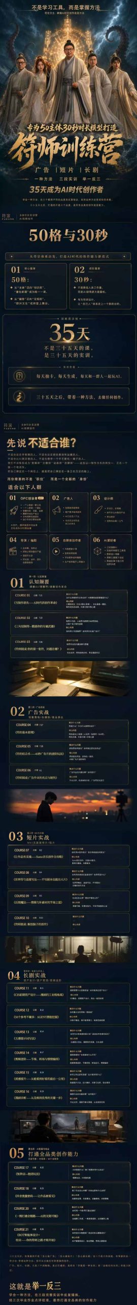 图片[3]-符师训练营-35天成为AI时代创作者，广告+短片+漫剧+智能体四大实战方向，掌握从创意到上线的完整工作流-大川资源分享站