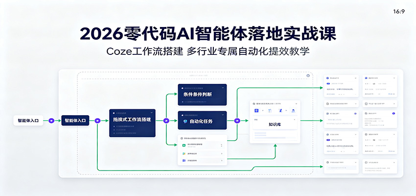 2026零代码AI智能体落地实战课：Coze工作流搭建，多行业专属自动化提效教学-大川资源分享站