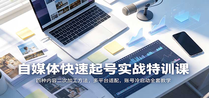 自媒体快速起号实战特训课：四种内容二次加工方法，多平台适配，账号冷启动全套教学-大川资源分享站