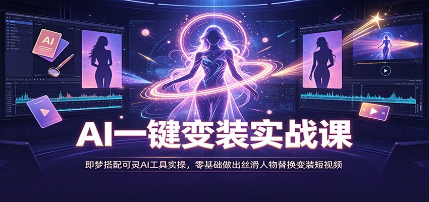AI一键变装实战课：即梦搭配可灵AI工具实操，零基础做出丝滑人物替换变装短视频-大川资源分享站
