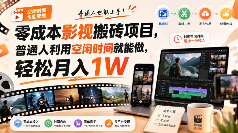 图片[1]-零门槛影视搬砖项目，月入万元，玩法稳定普通人可落地的长期副业！-大川资源分享站