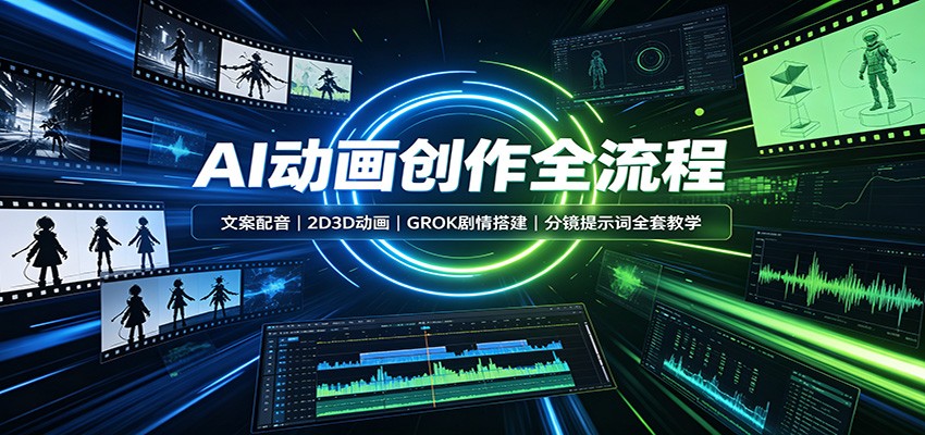 AI动画创作全流程：文案配音，2D3D动画，GROK剧情搭建，分镜提示词全套教学-大川资源分享站